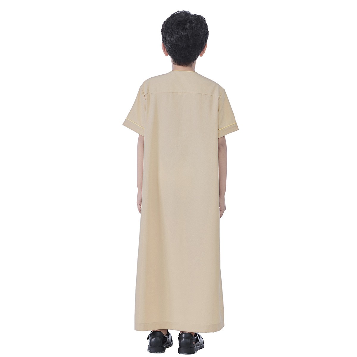 Eid Muslim Boy Robe Fashion Arab Jubba Thobe Short Sleeve Abaya Islamic Clothing