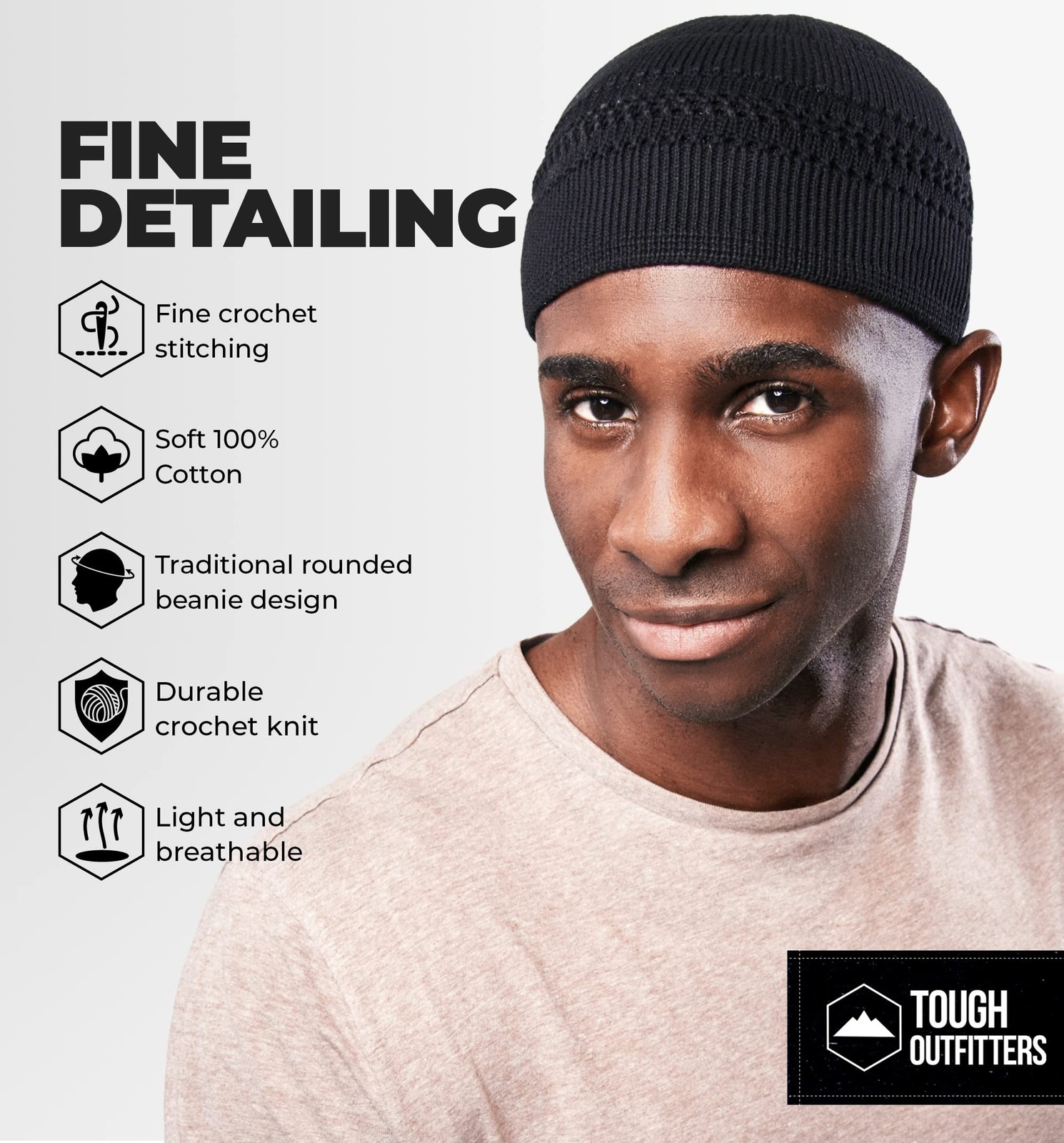 Tough Headwear Kufi Hat – Kufi Hats for Men Muslim, Turkish Kufi Cap One Size