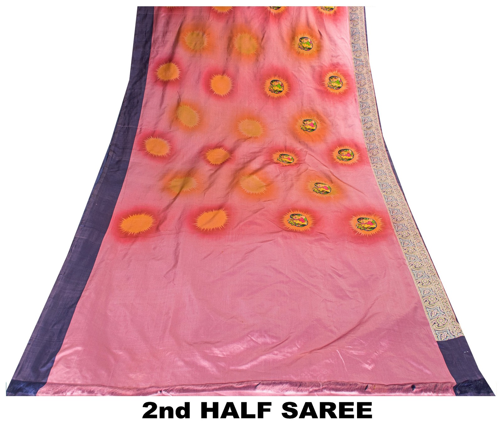 Sanskriti Vintage Pink Pure Silk Saree Woven Print Patch 5+Yd Fabric With Blouse