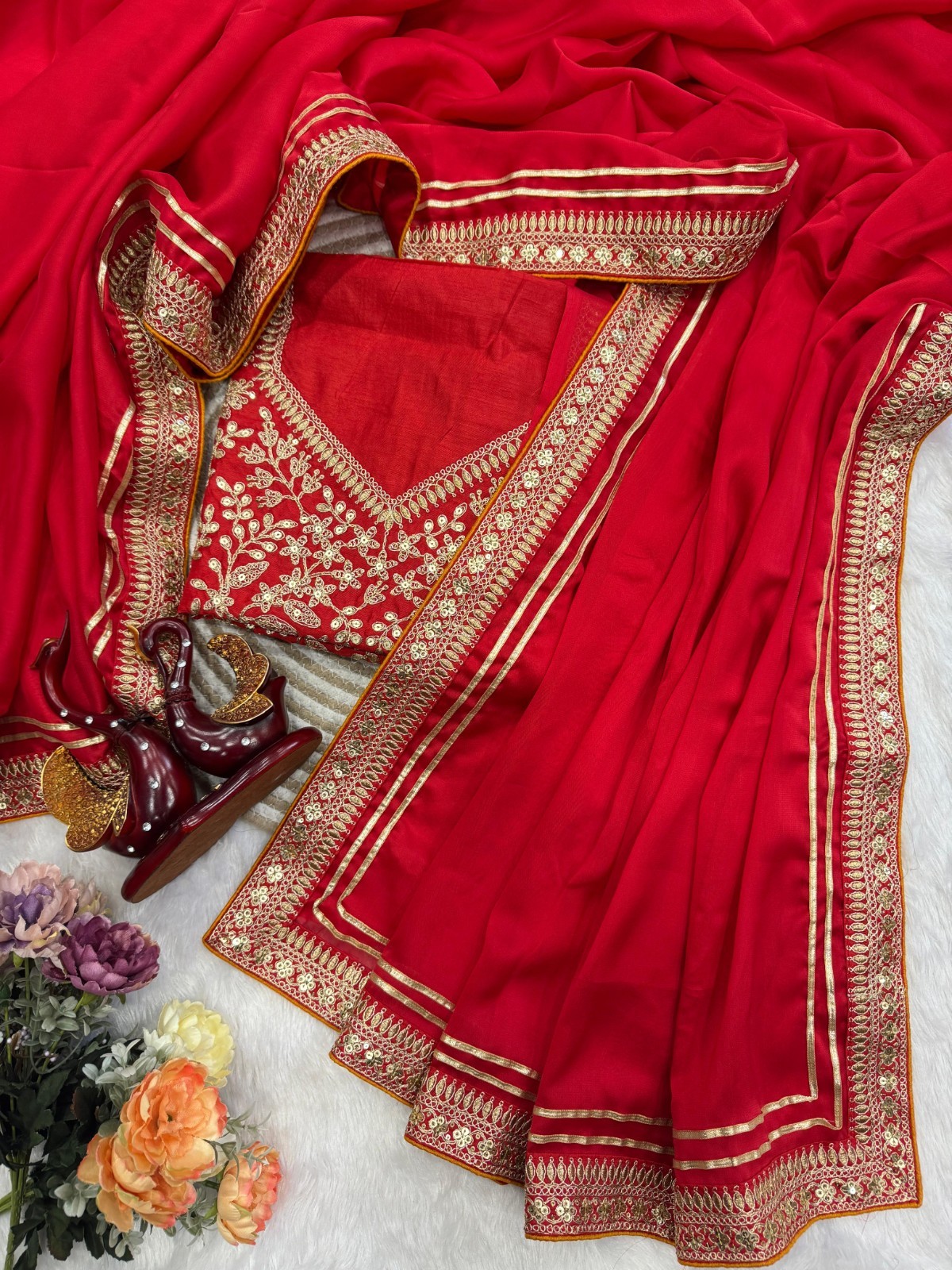 PARTY WEAR SAREE WITH BLOUSE FOR WOMEN INDIAN DESIGNER SAREE ETHNIC WEAR SAREE