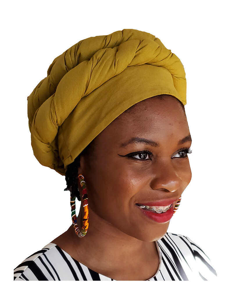 Gold African Modu Hat – Pre-tied Head wrap DPDM301PT