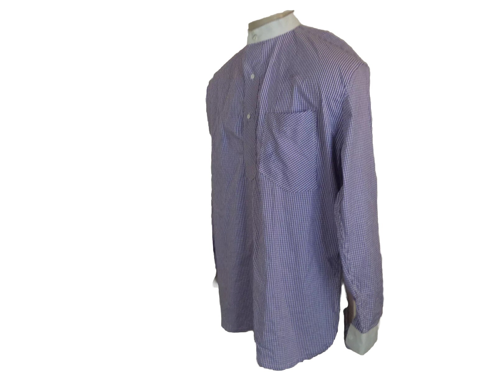 Men’s Purple Plaids & Check Handmade Traditional Kaftan Shirt. One Size. Long Sl