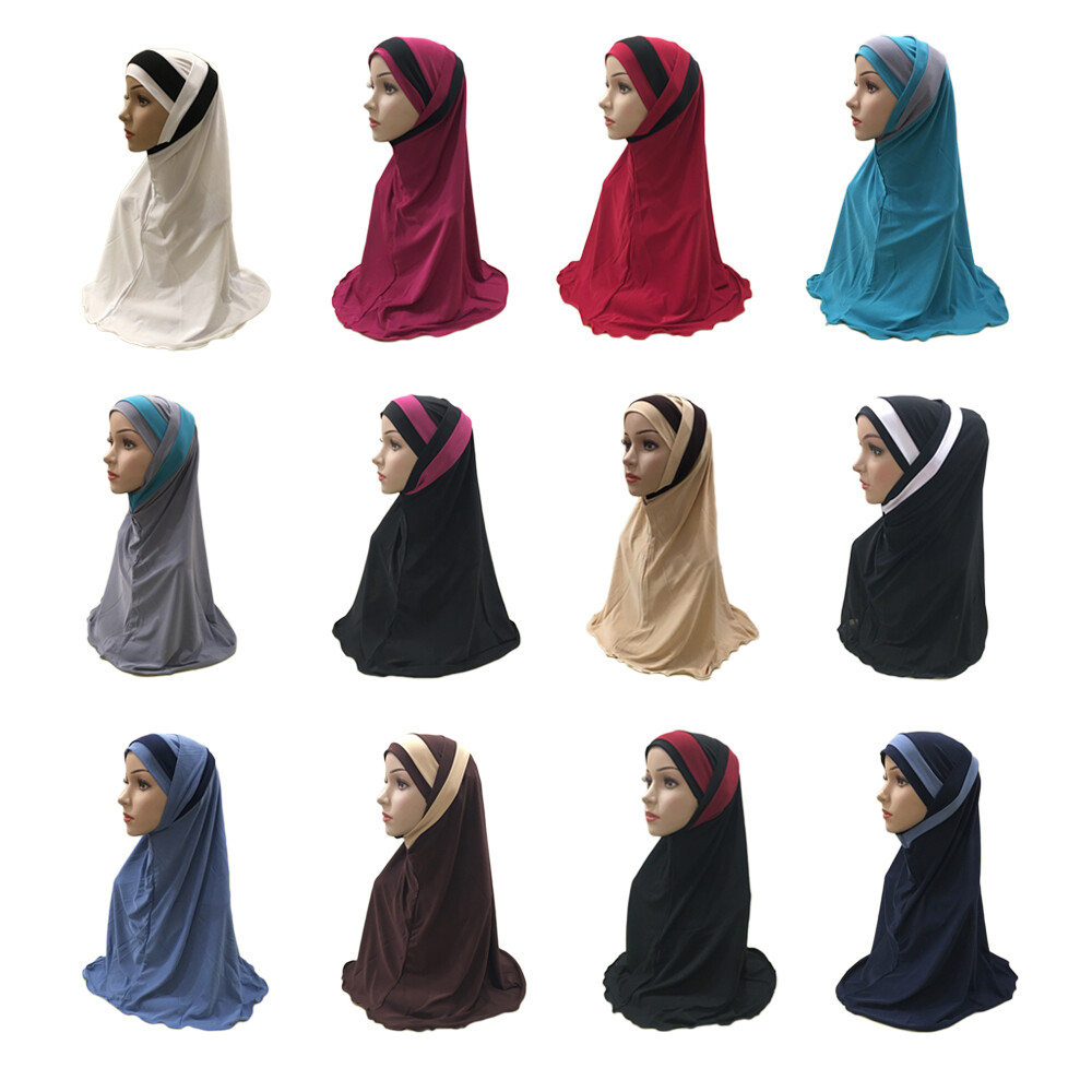 2 Piece Al Amira Hijab Islamic Prayer Hijabs Head Scarf Muslim Women Cap Shawls