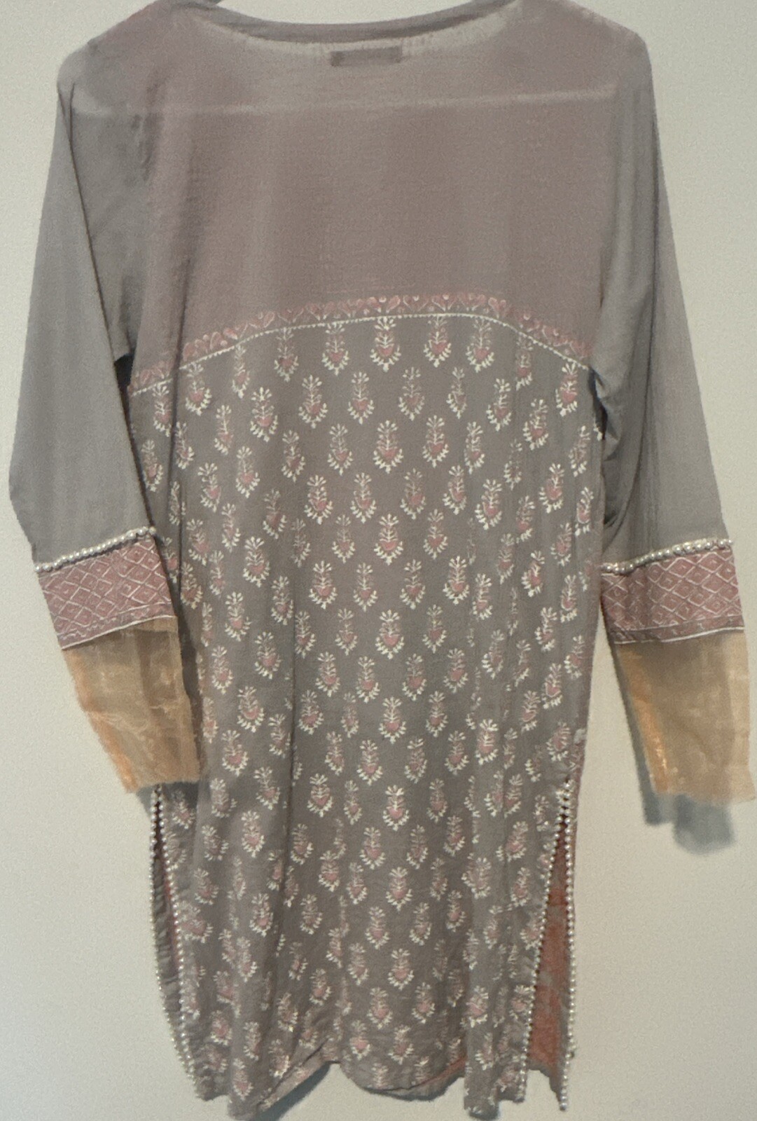 Women’s Beech Tree Kurti Pearl Lined, Embroidered Peach, Grey And Pink Size 10
