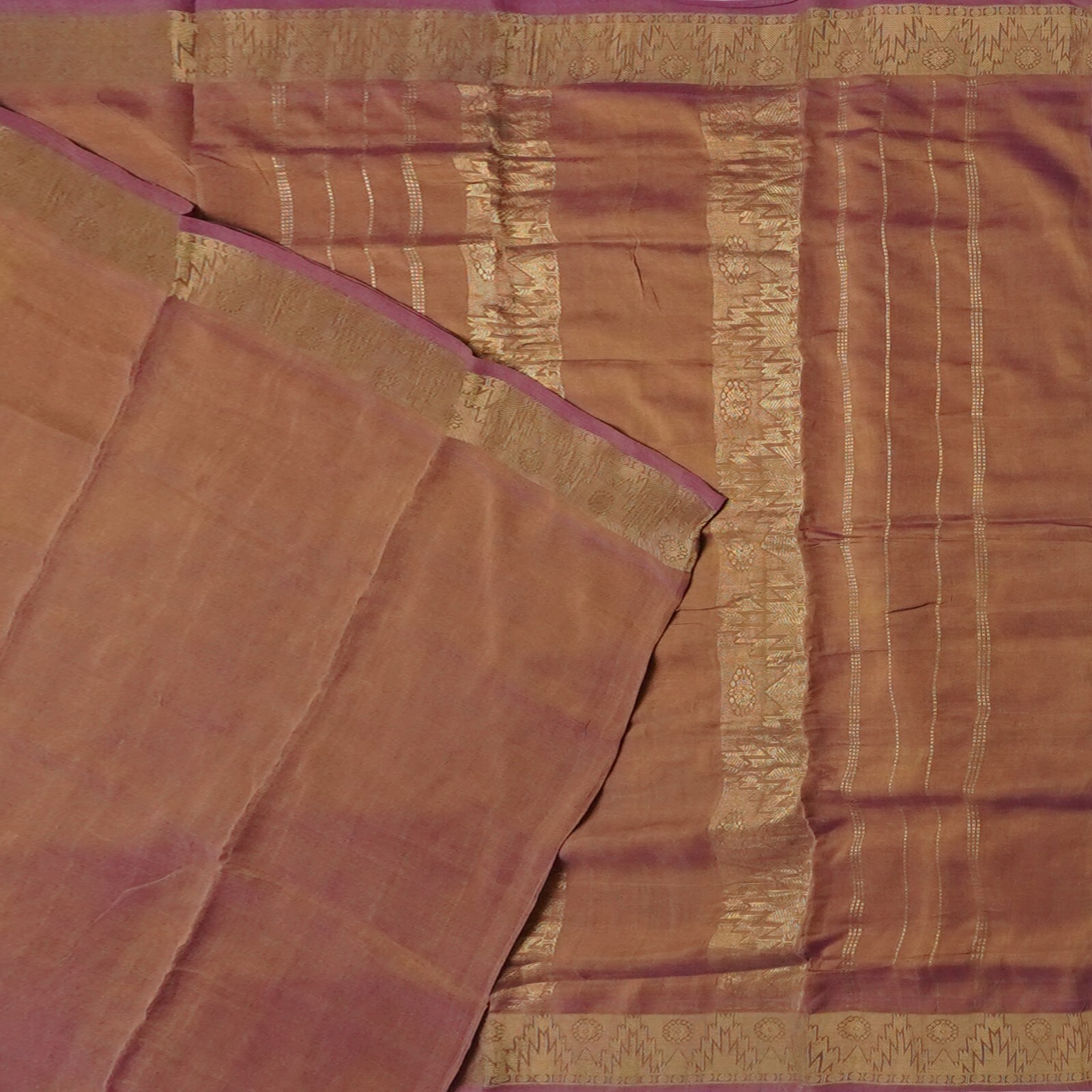 Vintage Pink Dual Tone Sarees 100% Pure Cotton Zari Handwoven Sari 5YD Fabric