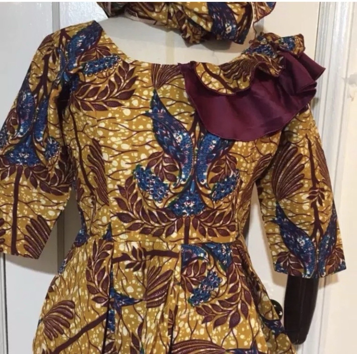 AFRICAN/NIGERIAN WAX ANKARA TOP /wrappe& HEADTIE-Medium SizeETHNIC CLOTHING 3pcs