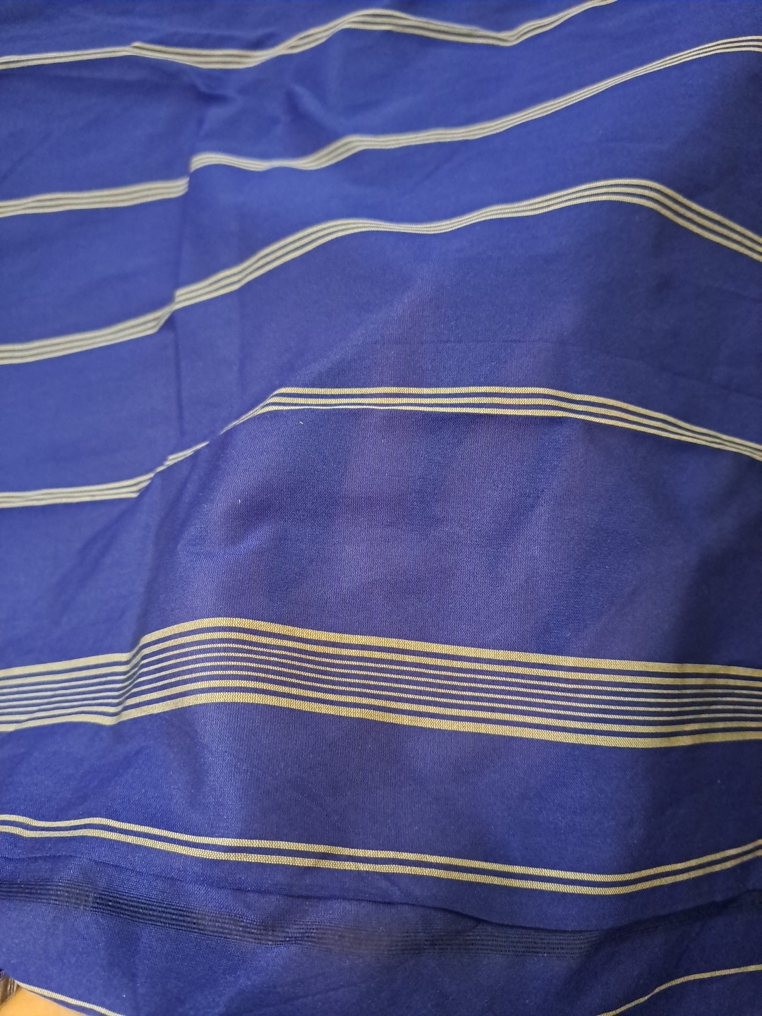 Set Of 3 Dark Blue & Beige Indian Saree Fabric Approximately 6.3 Yards Each