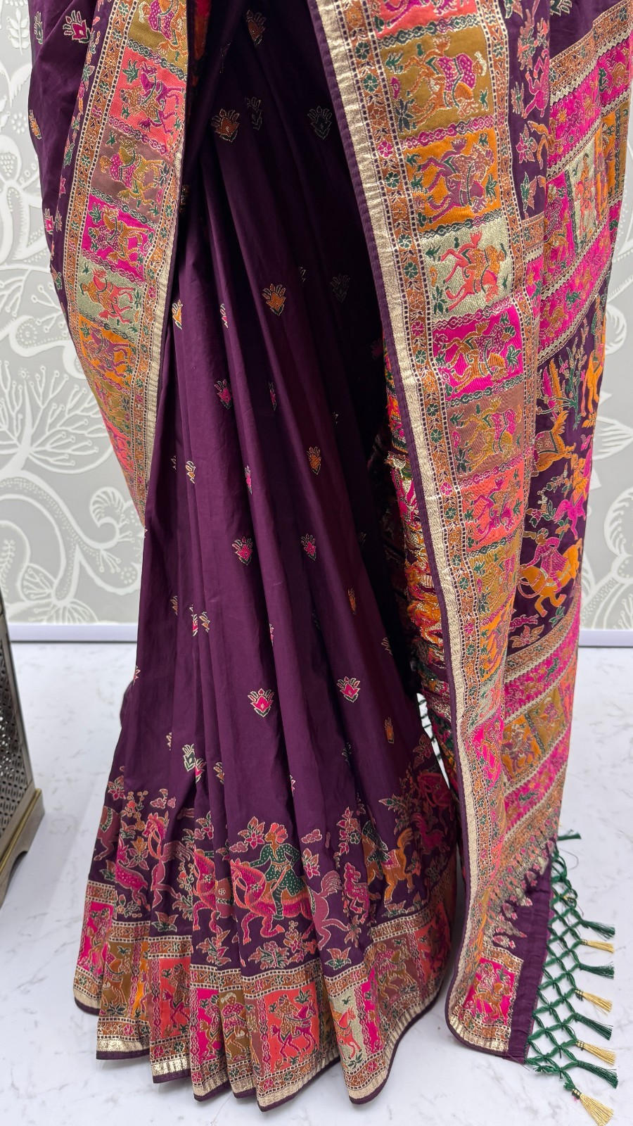 Designer Pashmina Silk Saree Wedding Haldi Mehndi Festival Saree