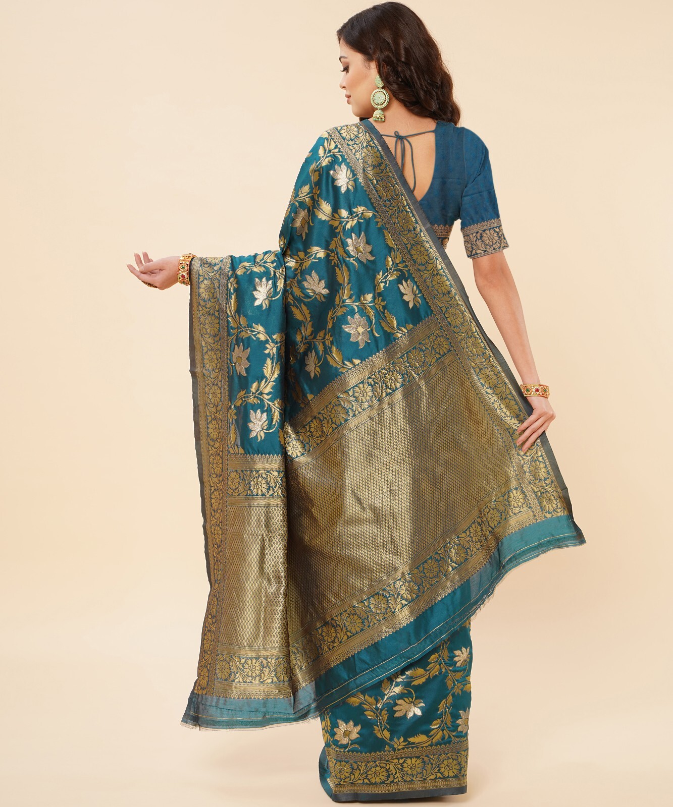 Areca Designer MX LotusJal Banarasi Silk saree blouses women Saree Cut-5.5 Meter