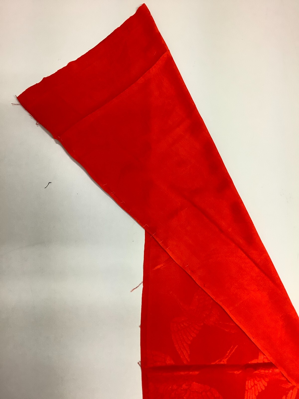 Japanese Vintage Kimono Fabric cloth Boro silk red crane scrub 52.7×12.9inch