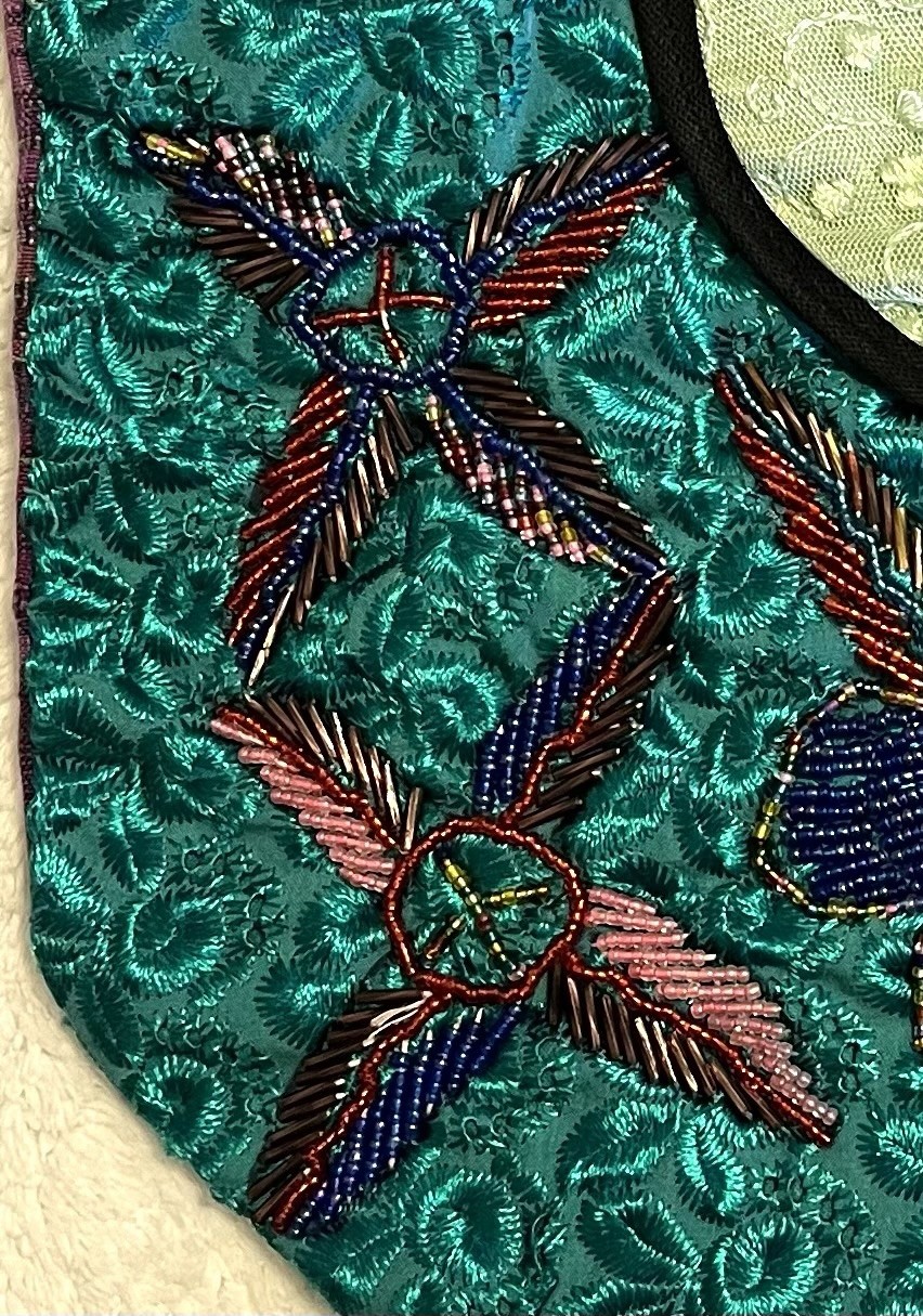 Guatemalan Hand Beaded Lace Floral Shoulder Bag Boho Purse OOAK