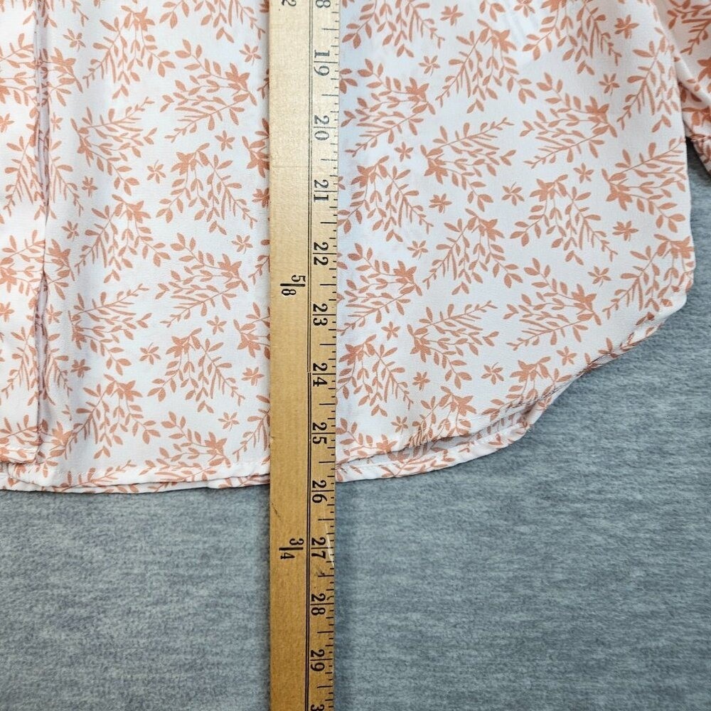 JACHS Girfriend Women’s Leaf Printed casual 3/4 Sleeve Button Up Blouse Sz S