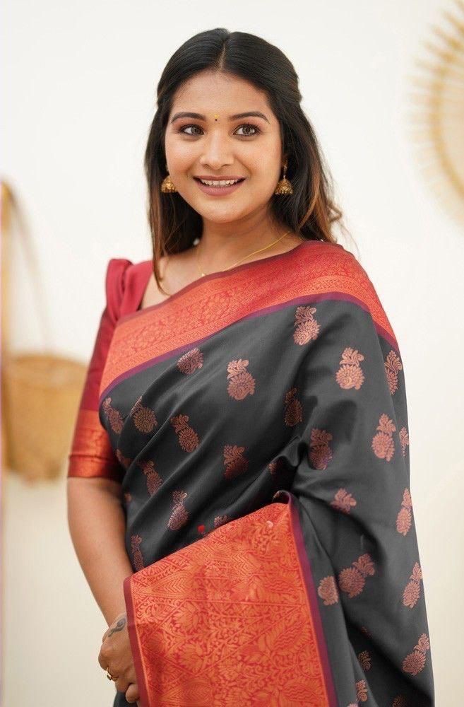Designer Lichi Silk Saree Rich Pallu Intricate Jacquard Weaving Party Wear Sari