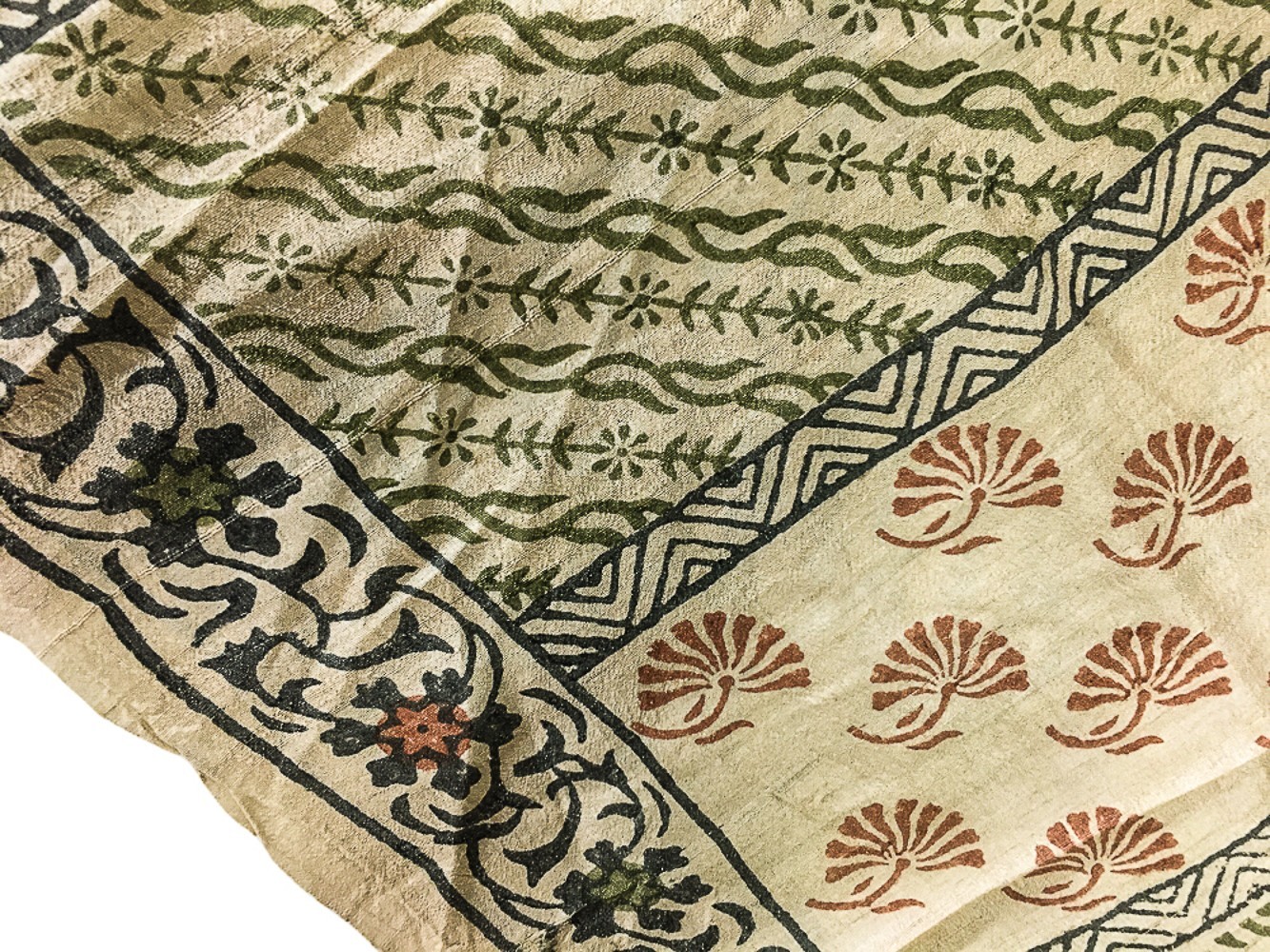 Pure Khadi Silk Handmade Beige Floral Sari, Ethnic wear Dress making PSS17800