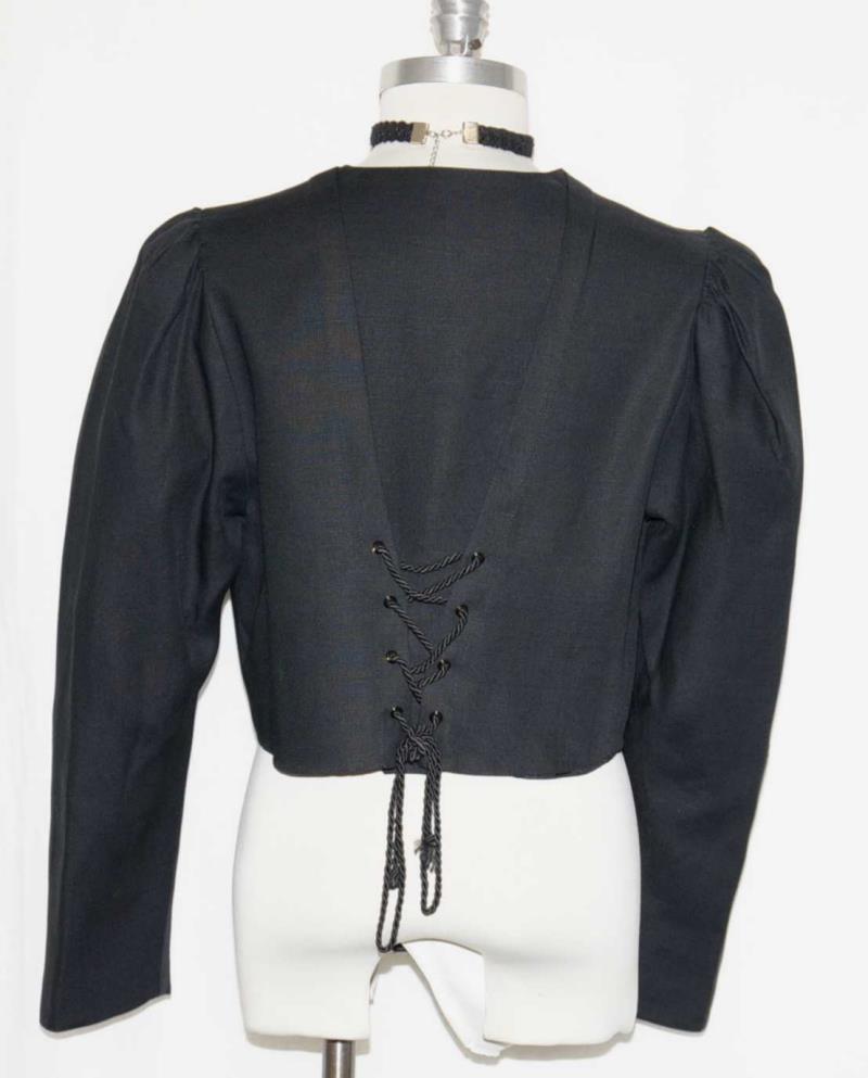 Kruger LINEN JACKET German BLACE / LACE UP – BACK SIDE Dirndl Dress / B40″ 10 M