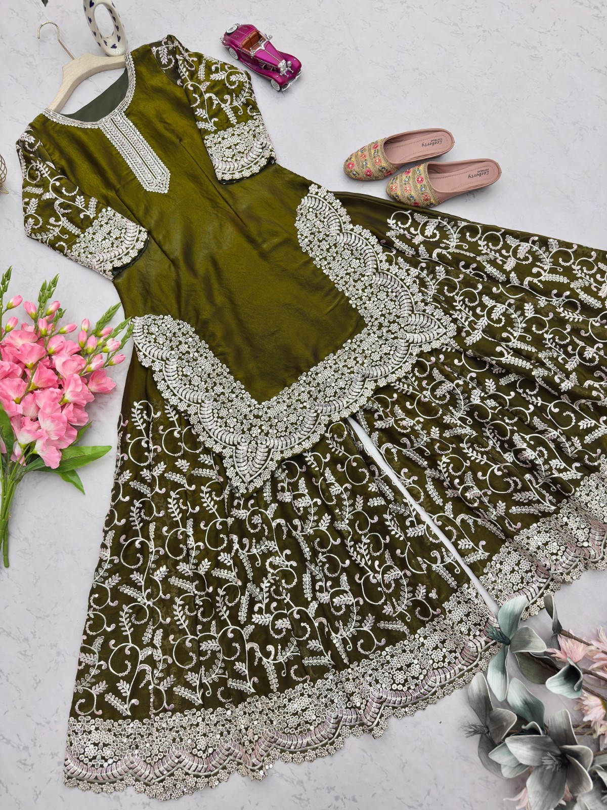 SHARARA PLAZOO SUIT PARTY WEAR PAKISTANI WEDDING SALWAR KAMEEZ PALAZOO SUIT