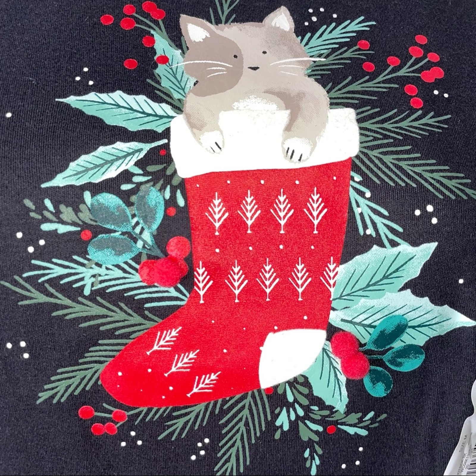 Women’s Croft & Barrow Holiday Long Sleeve NEW SZ M black long sleeve Christmas