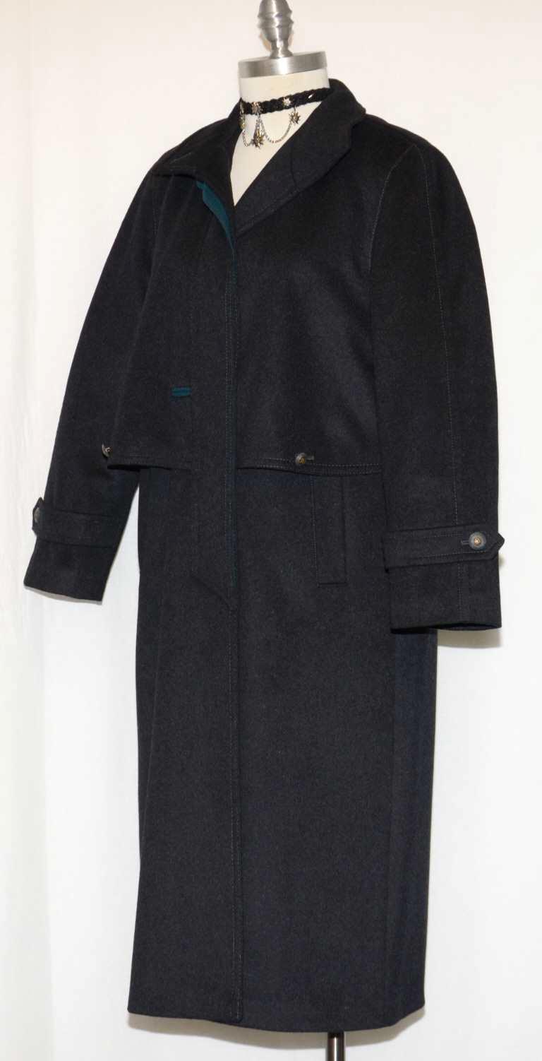 ORIGINAL LODEN BLACK Over COAT Boiled WOOL German Winter LONG Trench 12 M B42″