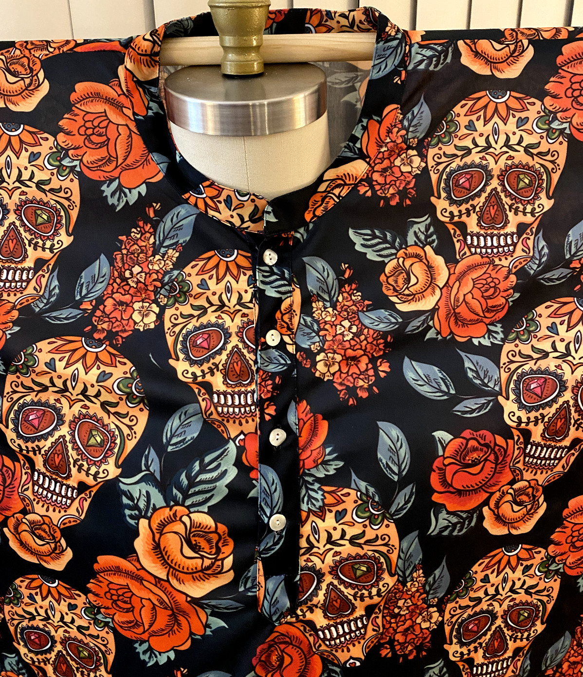 Kaftan Black Skulls Day of the Dead Halloween Skulls Men’s Unisex New Mexico #AA