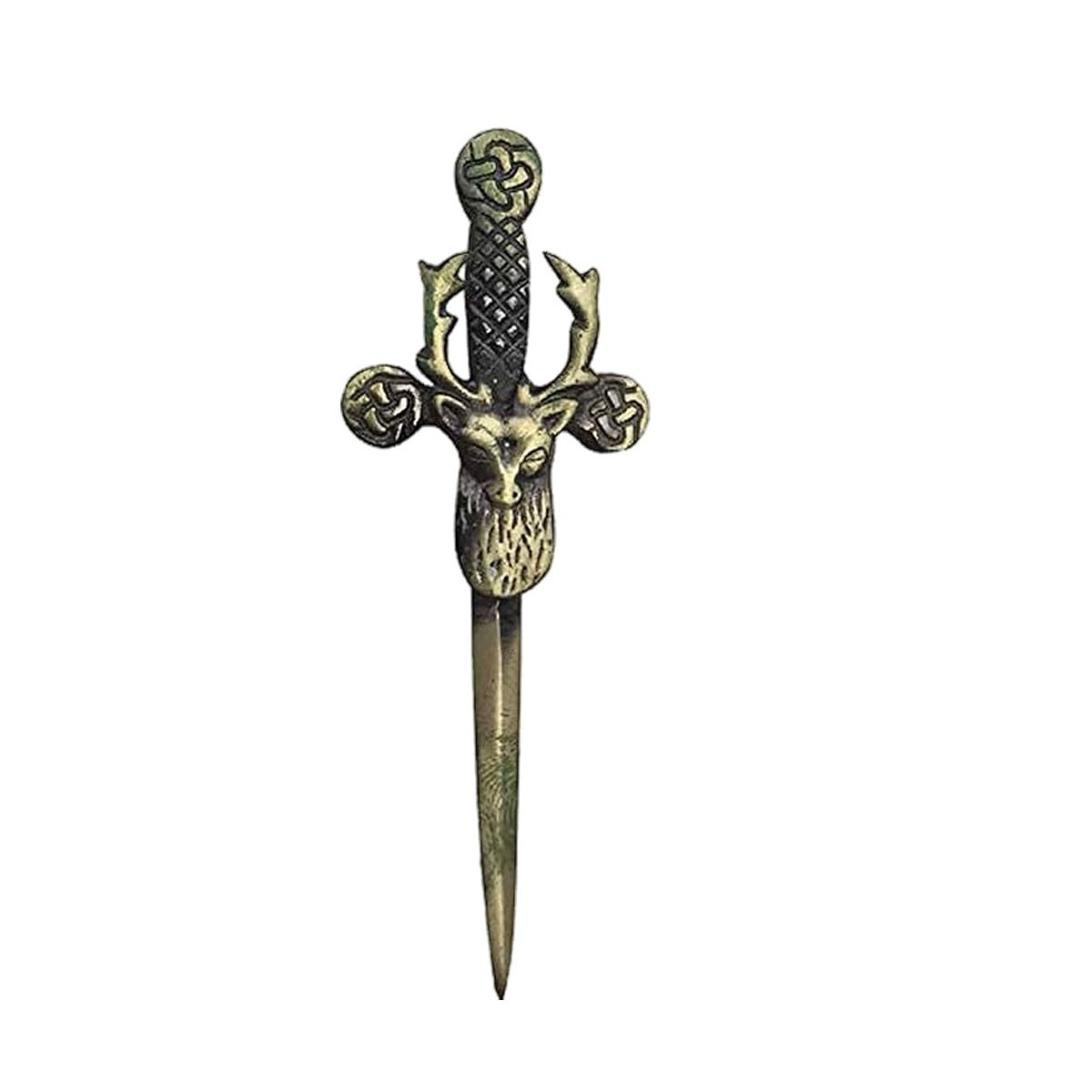 Scottish Kilt Pin Highland Deer Stag Head Kilt Pins 4″ Antique Chrome Finish
