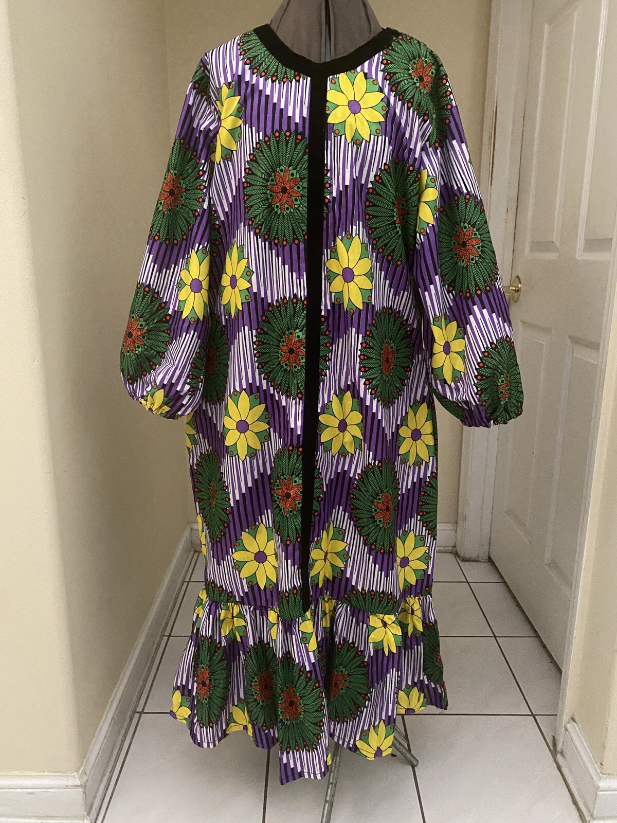 NIGERIAN AFRICAN WAX ANKARA DRESS ( CULTURAL& ETHNIC CLOTHING AFRICA )MULTICOLOR