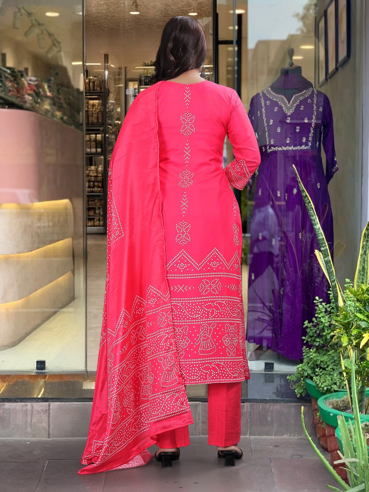 Women’ s French Crepe Embroidery Kurta with Pant & Dupatta