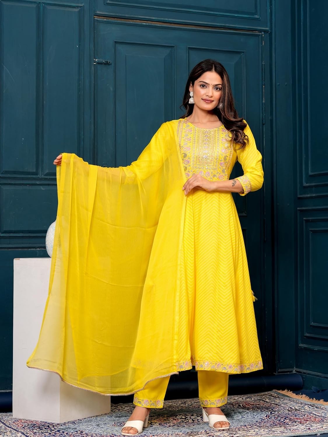 Women’s Rayon Kurta with Pant & Dupatta Set