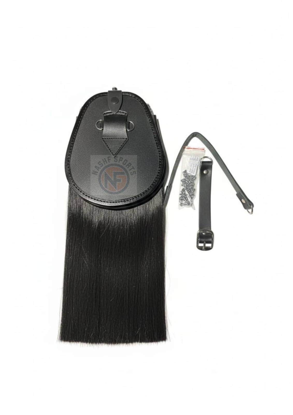 Black Synthetic Horsehair Sporran with Chrome Thistle Cantle & Cream Tassels