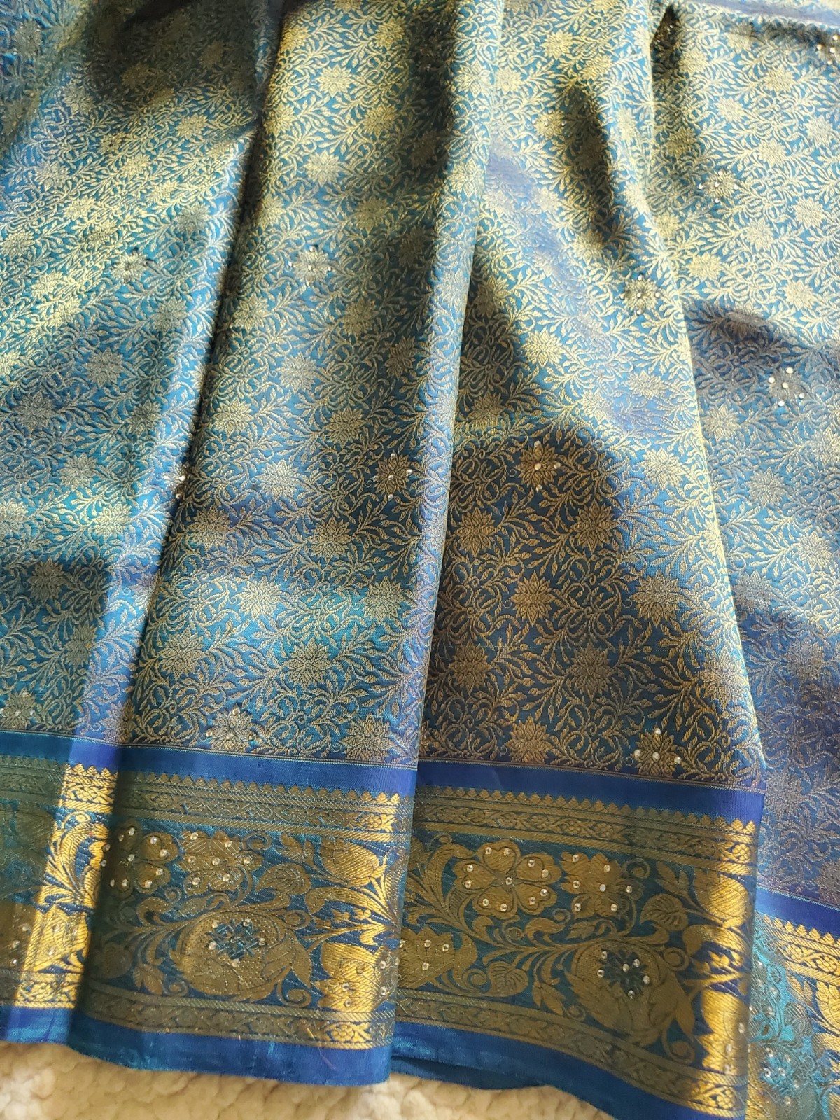 Women Pure Silk Brocade Stonework Kanjivaram Saree Designer Party Wedding Festiv