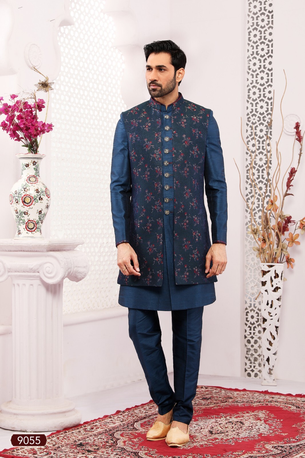 3 Pc Mens Wedding Party Wear Designer Bollywood Wear Indo Western Dress India