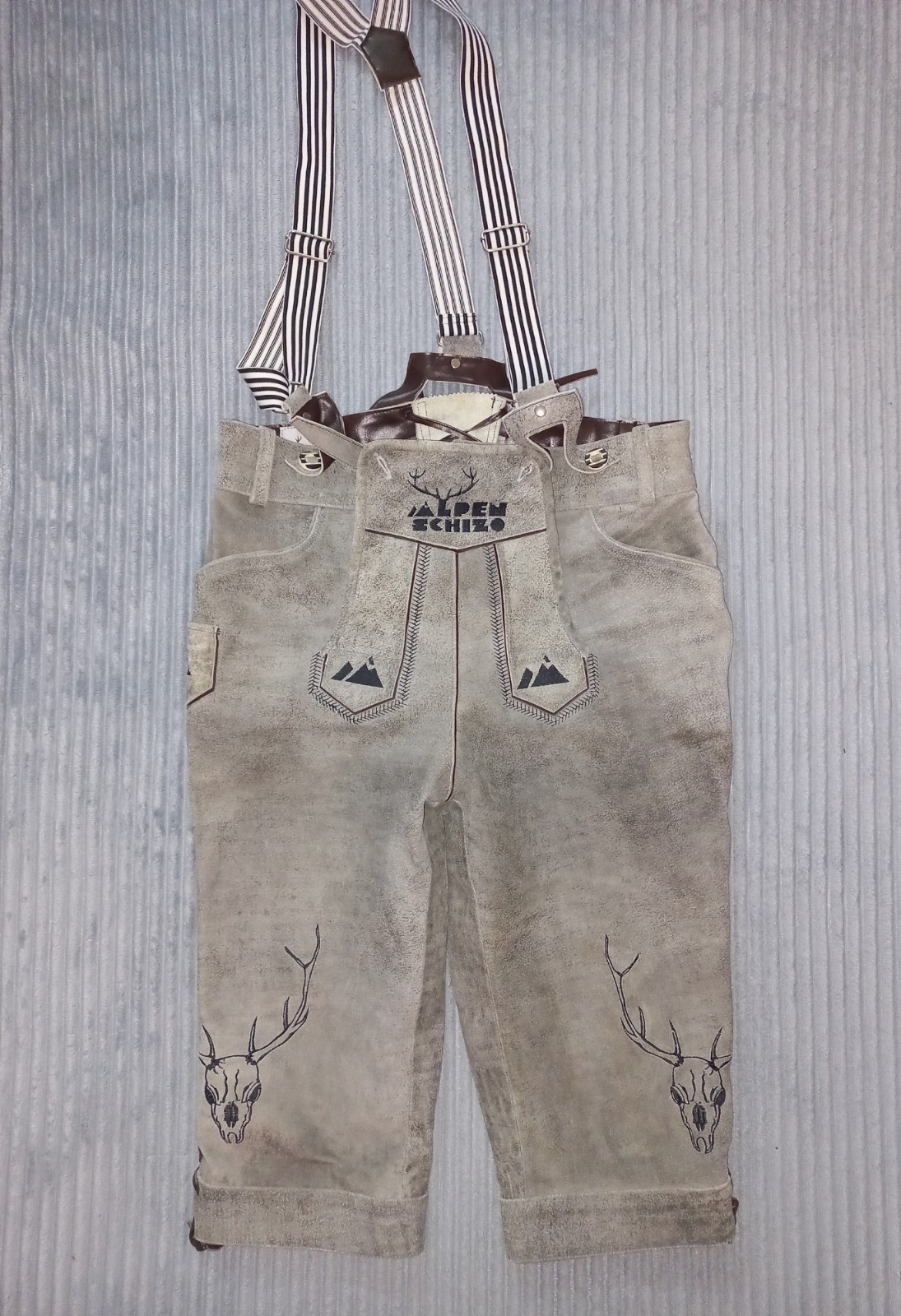 Alpen Schizo Lederhosen Trachten Oktoberfest pants shorts (Size 34 (EU 50 L))