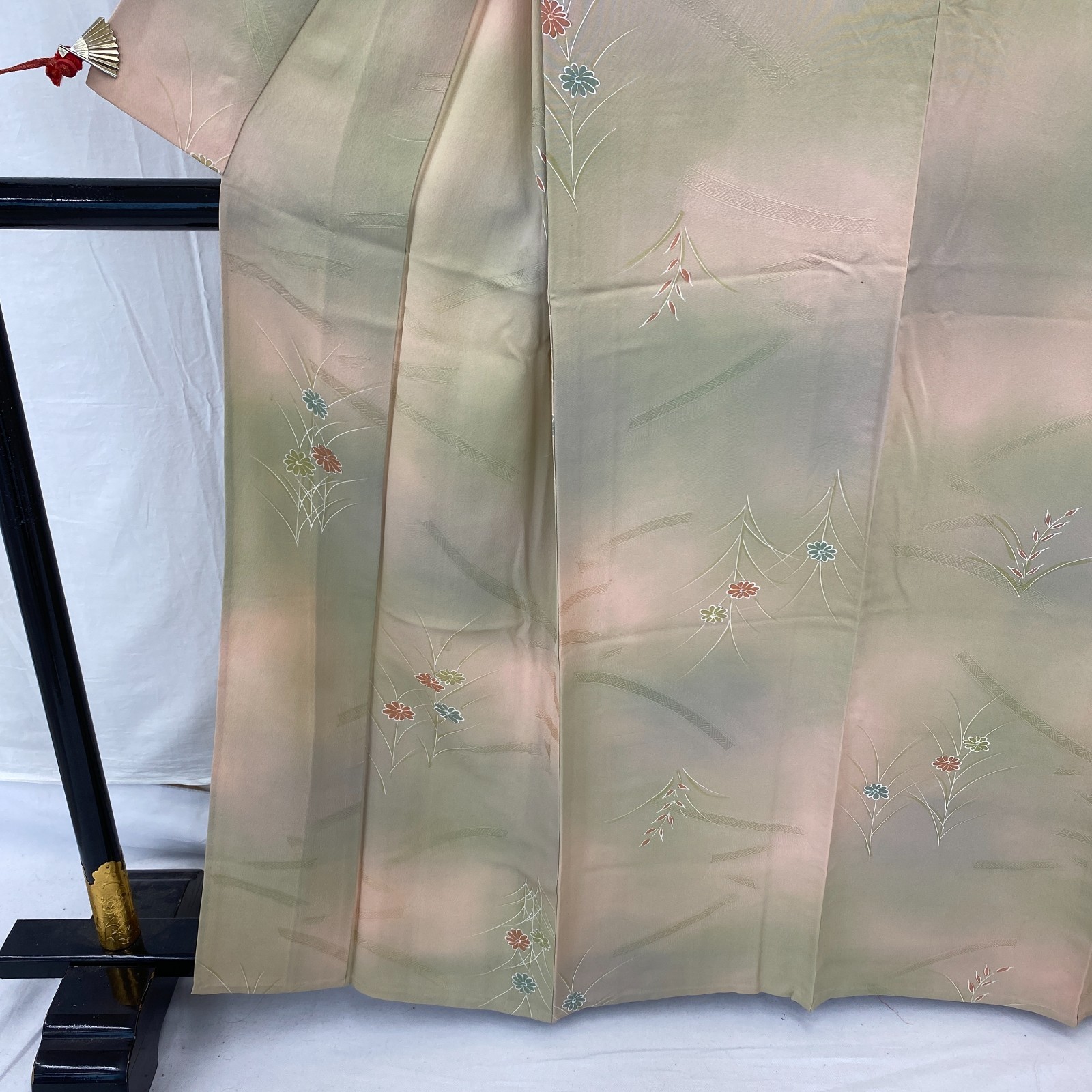 Japanese Vintage Kimono Polyester Brown No Lining Traditional Length 61 in