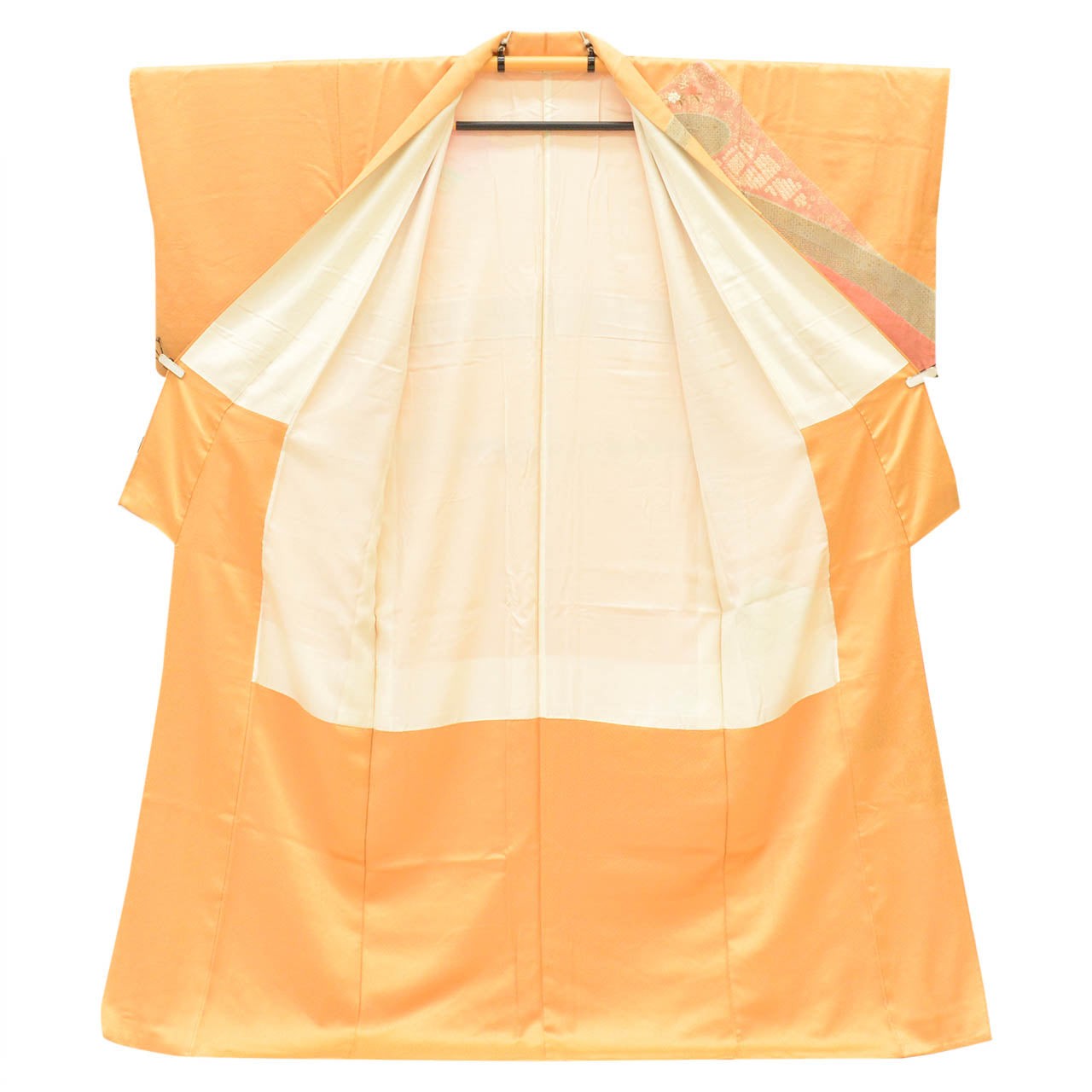 Vintage Japanese Kimono | Houmongi | Orange Silk | Pine Floral | uu2732b