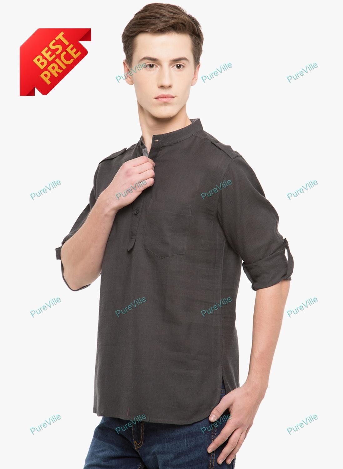 Mens Kurta Solid Mens Cotton Kurta plus Size Shirt Kurta Half Sleeves