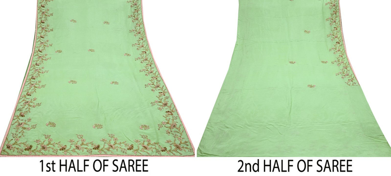 Pre-owned Sari Green Pure Chanderi Silk Hand Embroidered Anamika Khanna saree