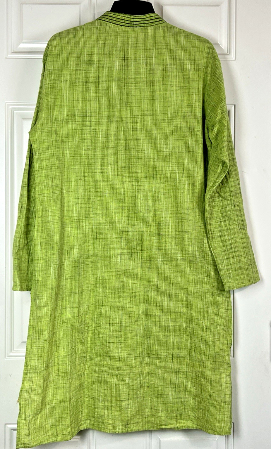 Vibrant Lime Green Kurta Linen Blend Long Sleeves Size 40 side slit