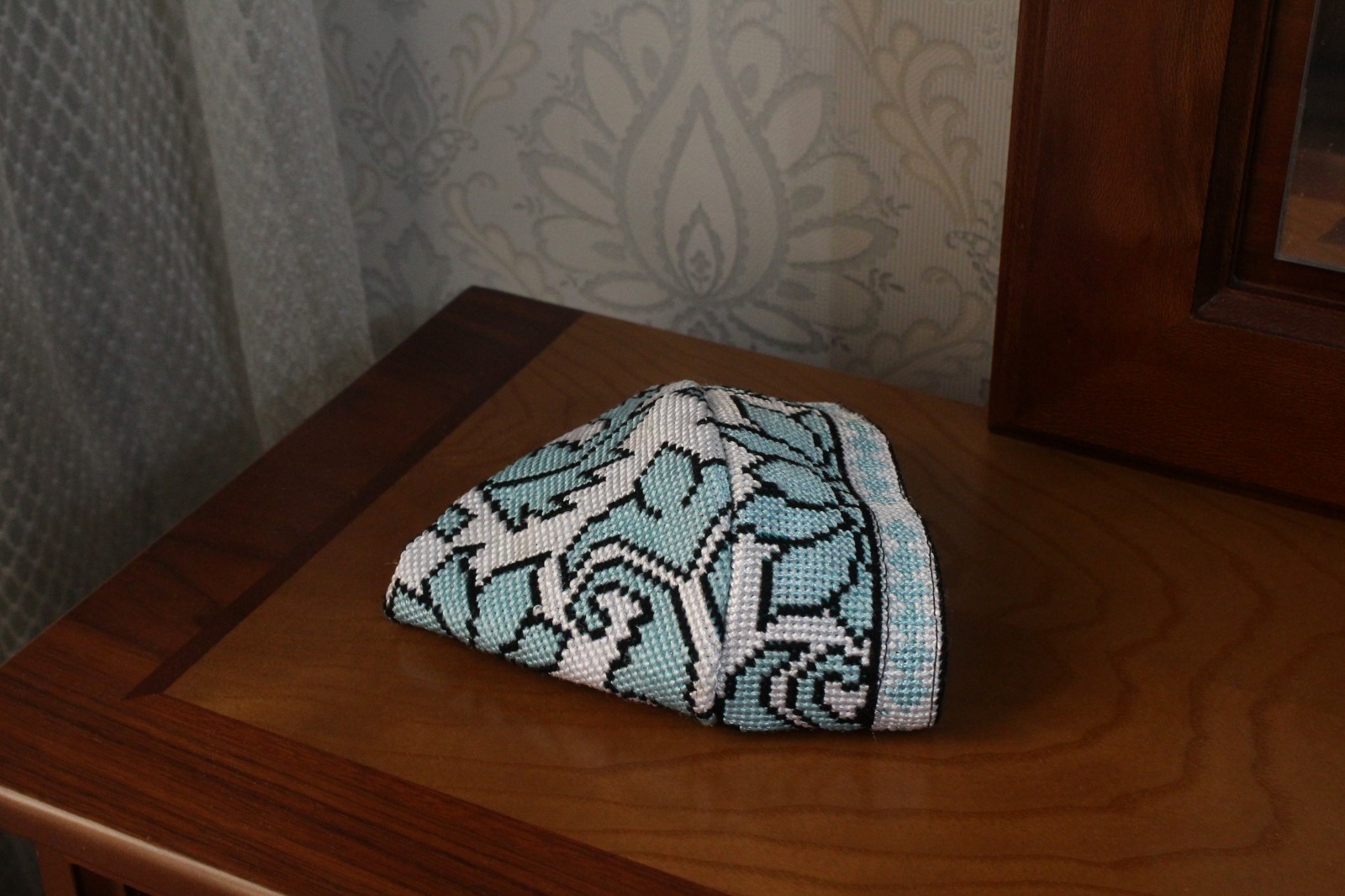 Uzbek Embroidered Skull-cap 23.2″/59cm Traditional Kufi Hat Ethnic Doppa Unisex