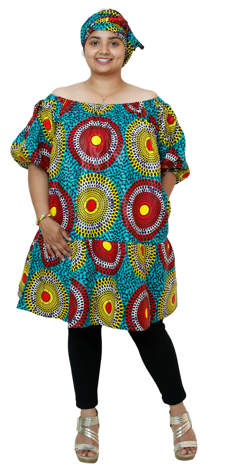 African Women’s Short Sleeve Off Shoulder Dress – FI-2051