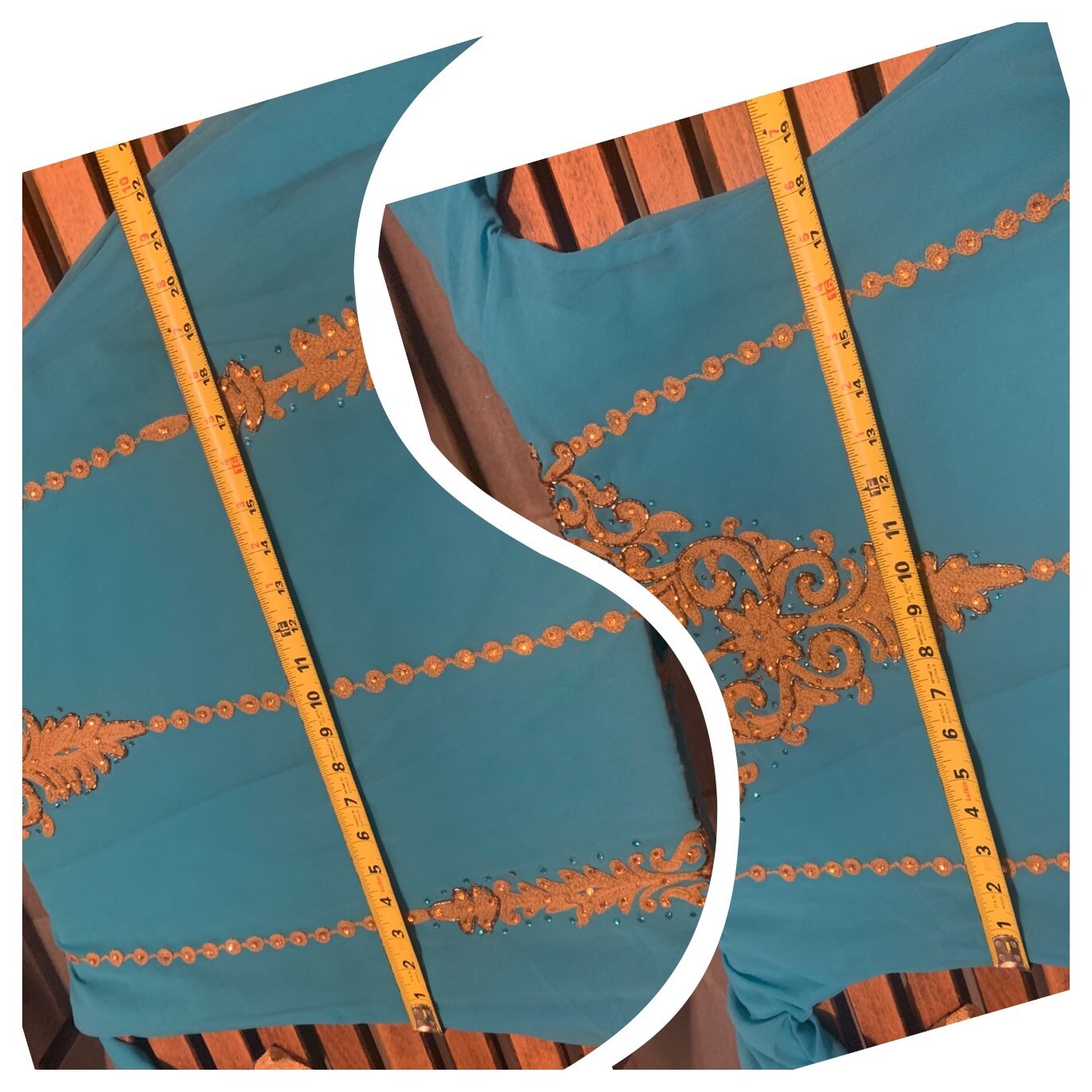 Indian Pakistani Women’s Jeweled Aqua Embroidered/Jeweled Dress Size S