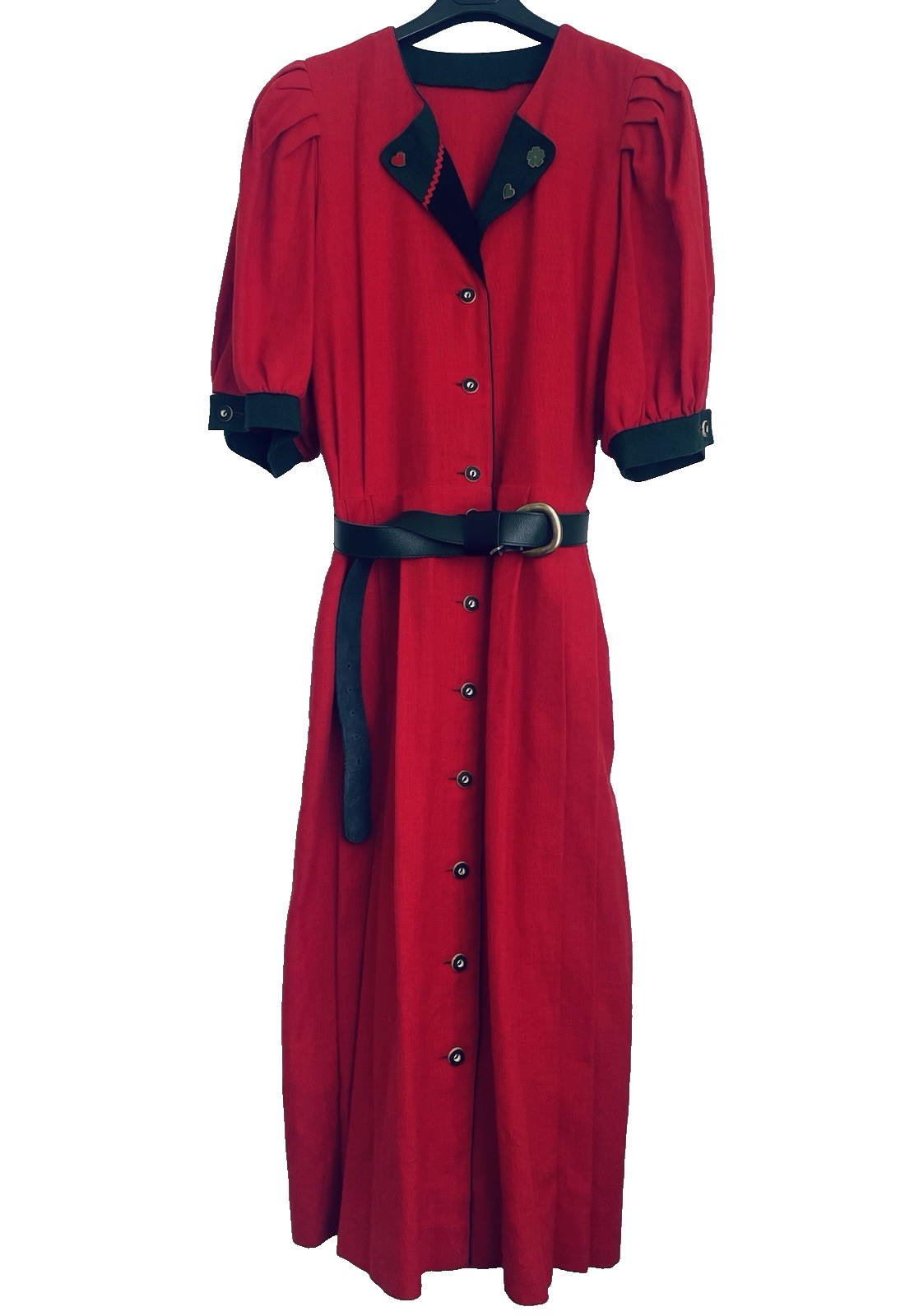 Salzburger Long Dirndl Red Country House Dress Made in Austria Size 48