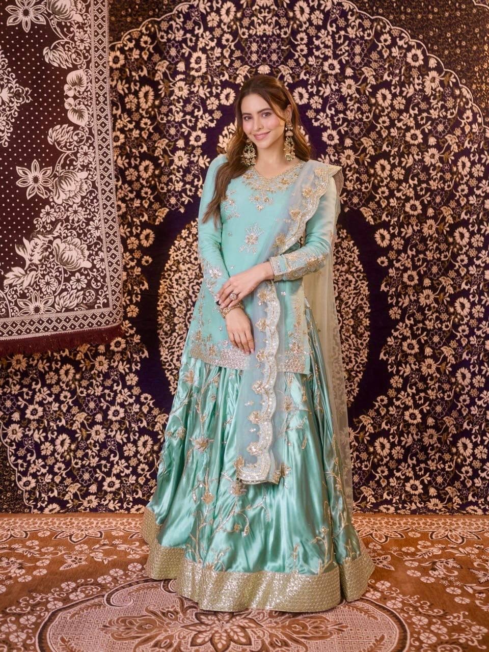 Designer Collection Japan Satin Top Lehenga With Dupatta For Wedding Wear