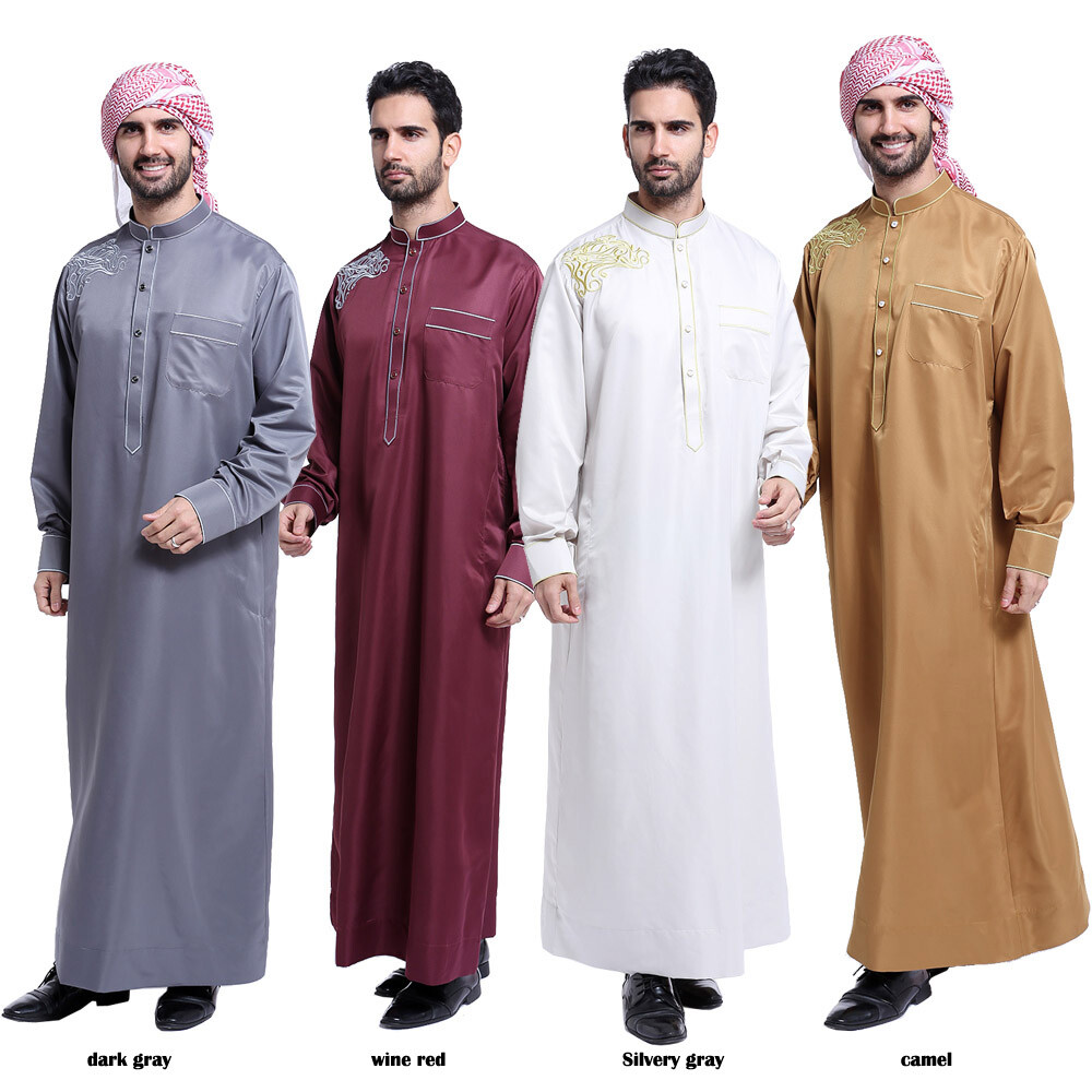 Saudi Arab Men Kaftan Thobe Jubba Thoub Muslim Abaya Dishdasha Islamic Caftan