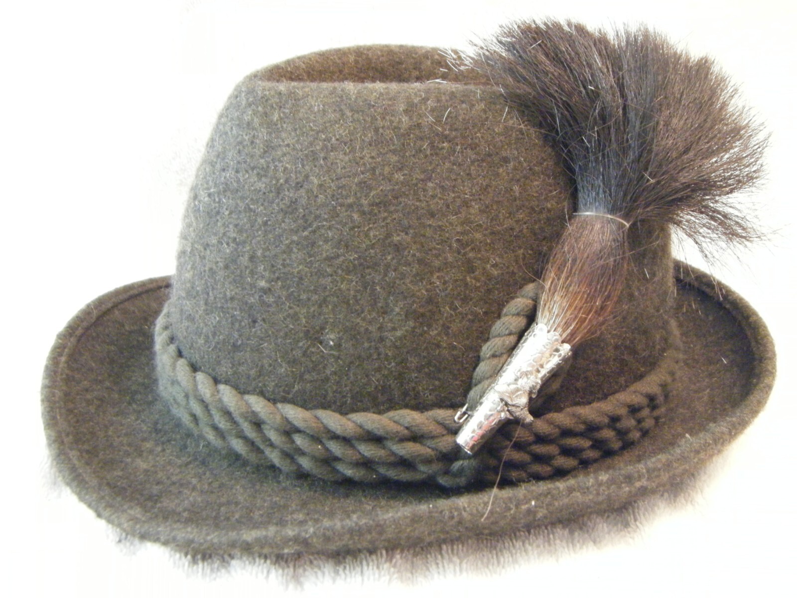 😊 OTTMAR REICH W. GERMANY MEN ALPINE FEDORA HAT GREEN W/ WILD BOAR BRUSH 3PT8