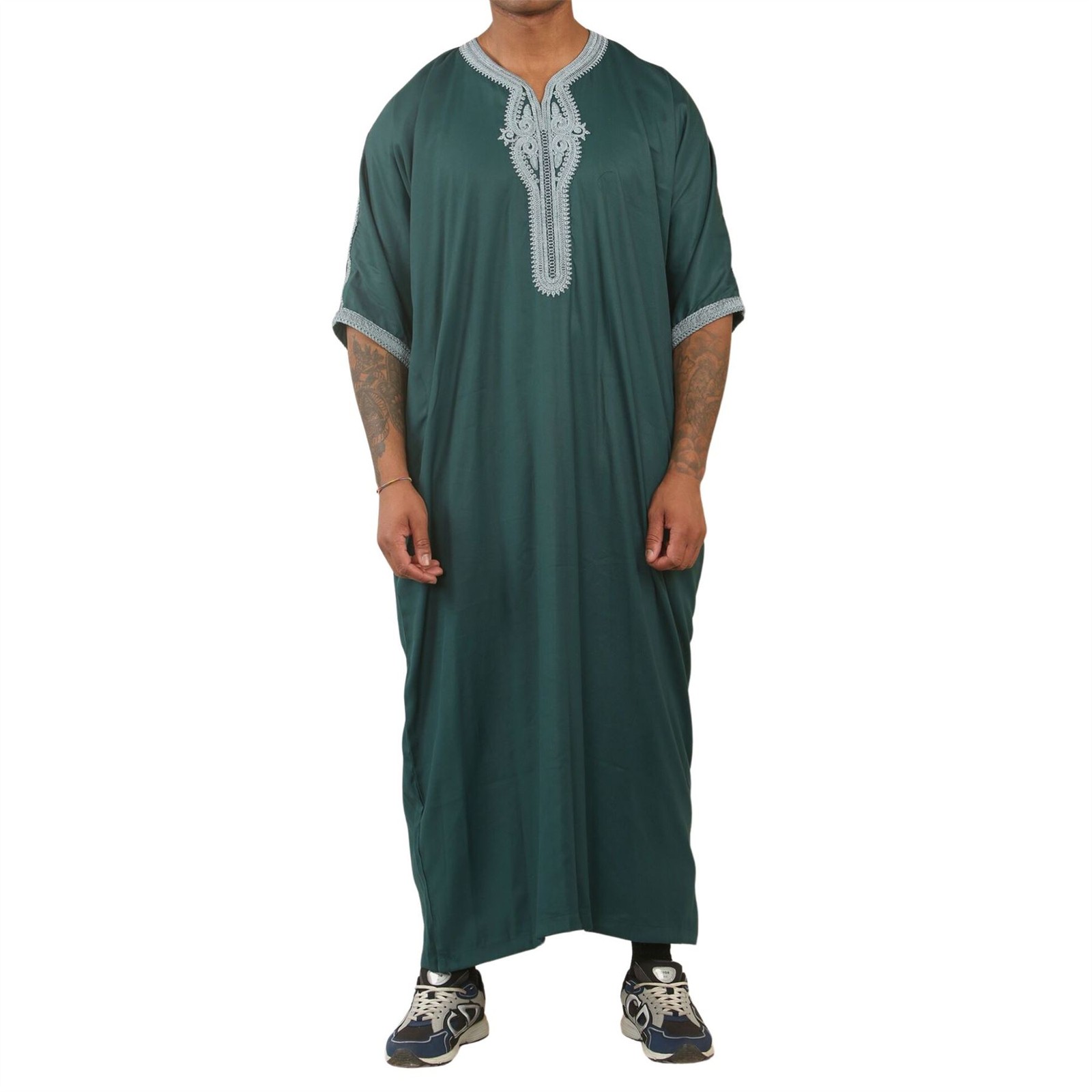 HM60 – Men’s Green Moroccan Thobe Embroidery Gandoura