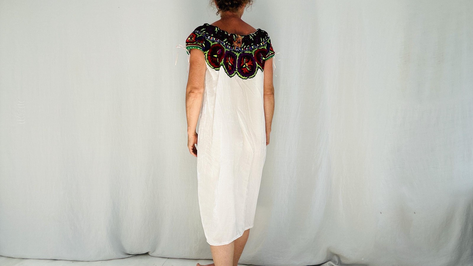 Silk Velvet Embroidered Dress. Repurposed Ocosingo Embroidery Mayan Made Mexican