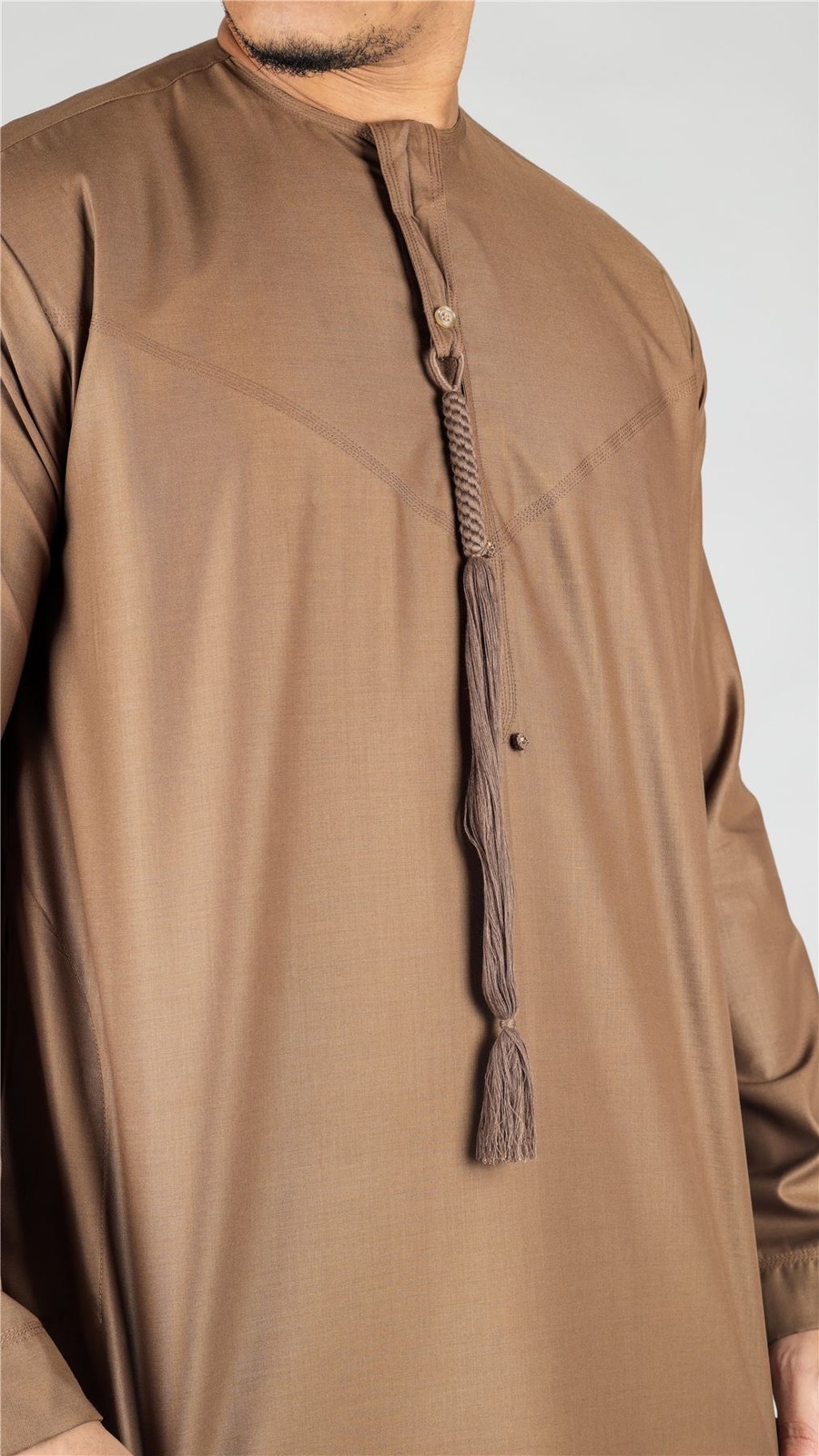 Men’s Bronze Thobe Emirati Islamic Clothing String Tassel | Thobez