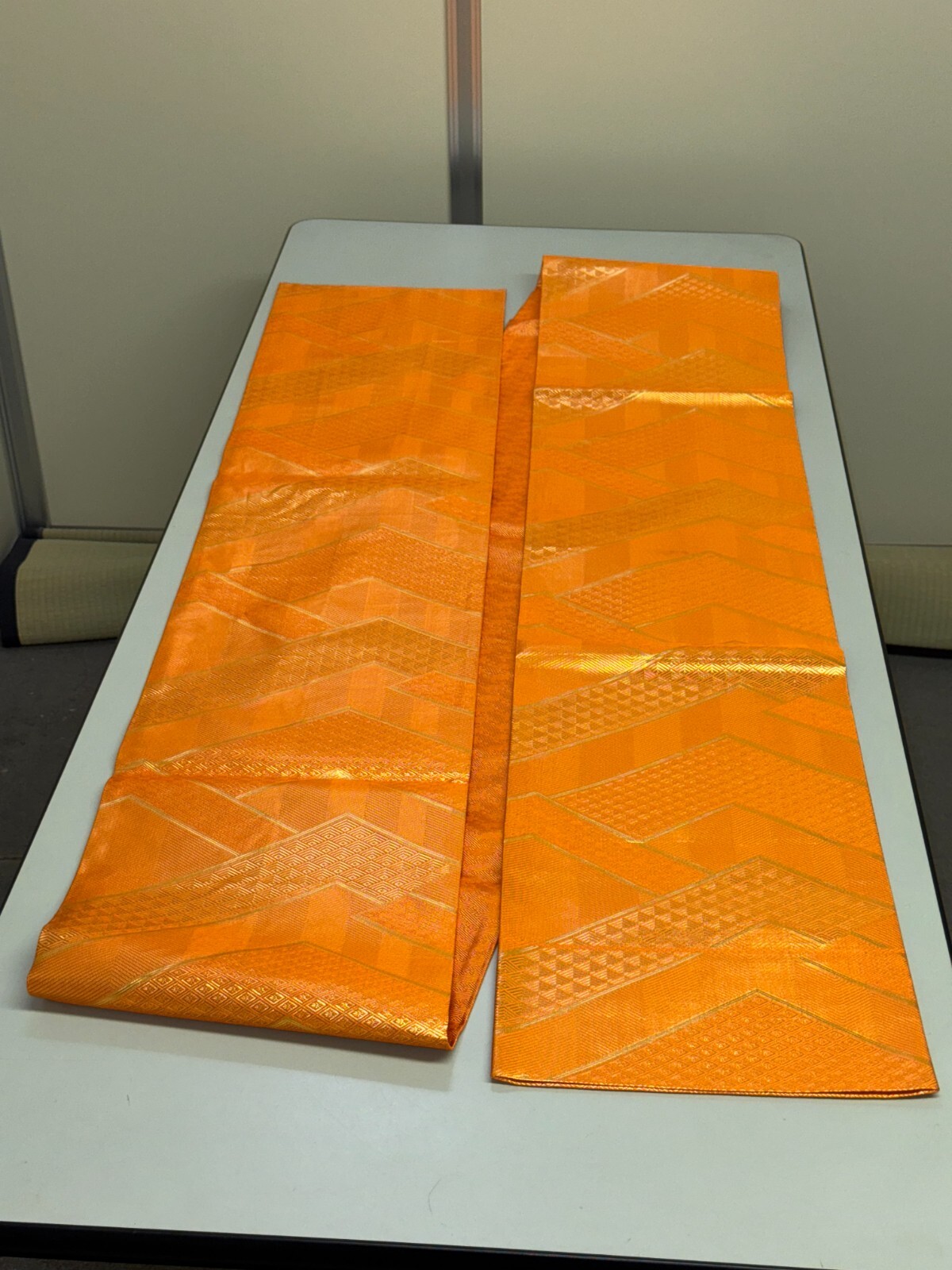 Japanese Vintage Kimono Fukuro Obi silk orange expensive tradition 170×12.2in