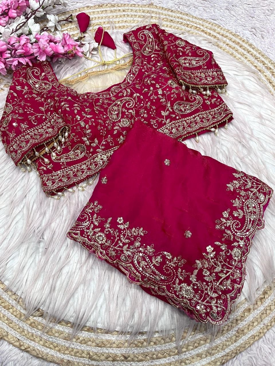 Designer Pre Drapped Saree Blouse Ready To Wear Saree Bollywood Party Wear Sari