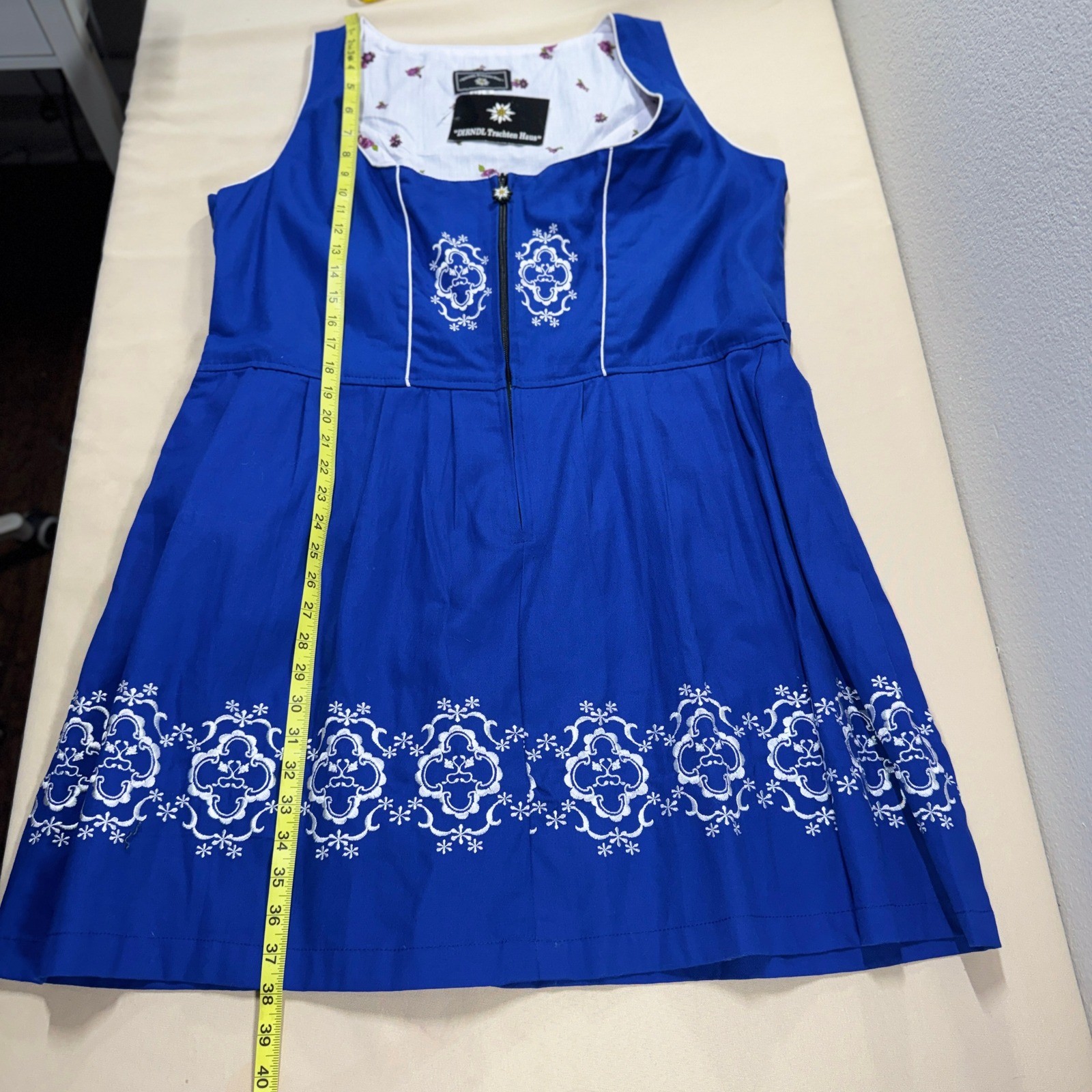 Dirndl Trachten Haus Blue Embroidered Bavarian Dress Size 52 22 Oktoberfest READ