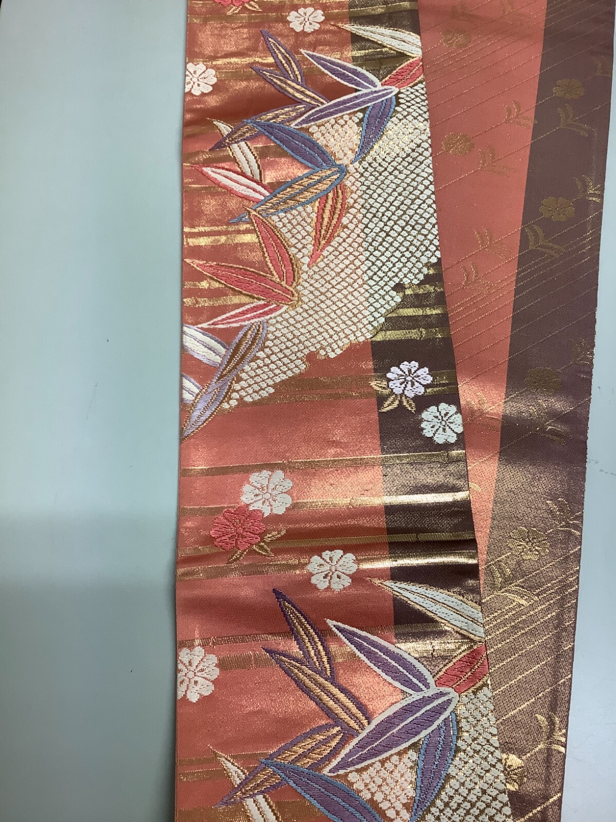 Japanese Vintage Kimono Han Obi silk pink tradition expensive embroidery 170x6in